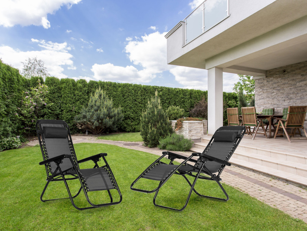 Homelux Șezlong negru pliabil ZERO GRAVITY cu spătar reglabil [1]