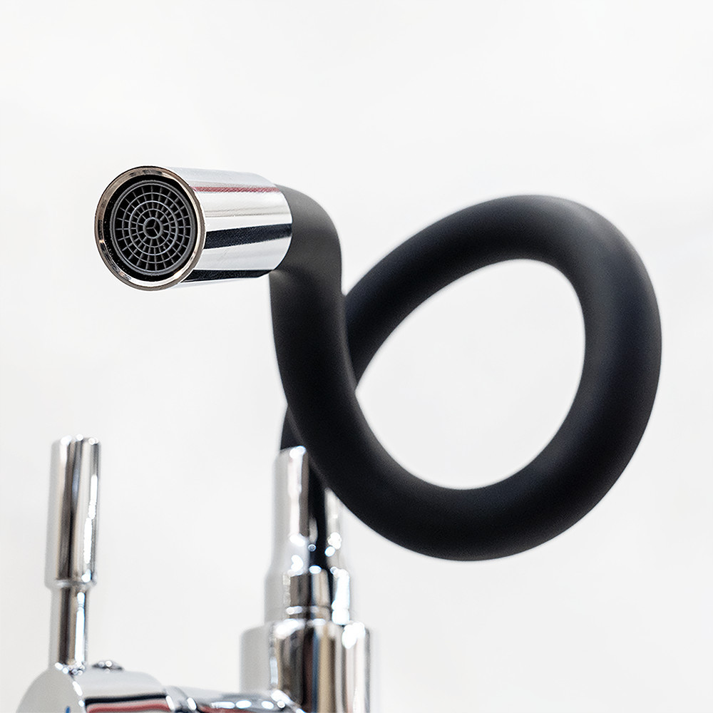 Leziter Baterie de chiuvetă independentă Corin cu cioc flexibil negru [8]