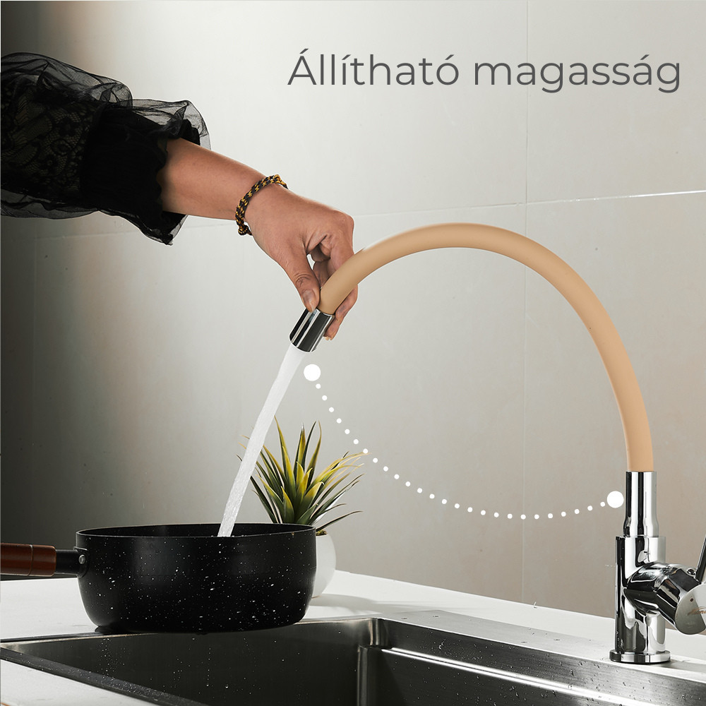 Leziter Baterie lavoar independentă Corin cu cioc flexibil bej [2]