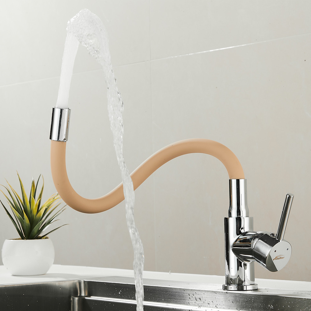 Leziter Baterie lavoar independentă Corin cu cioc flexibil bej [6]