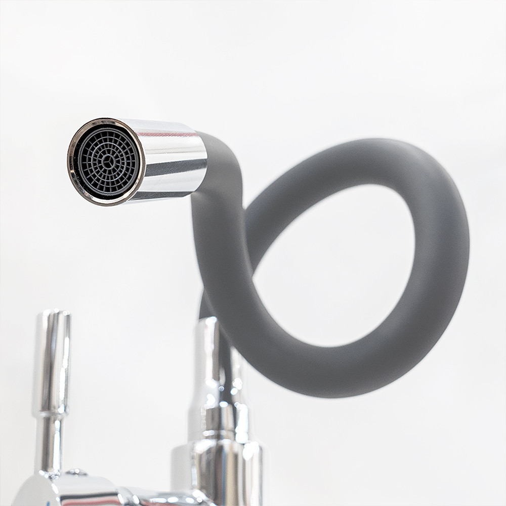 Leziter Baterie de chiuvetă independentă Corin cu cioc flexibil, gri [7]