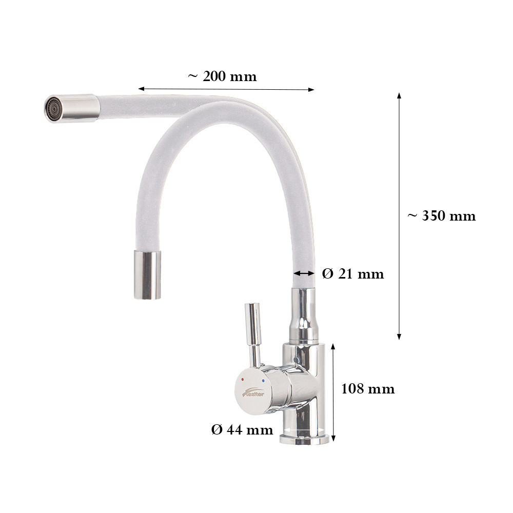 Leziter Baterie de chiuvetă independentă Corin cu cioc flexibil, albă [5]