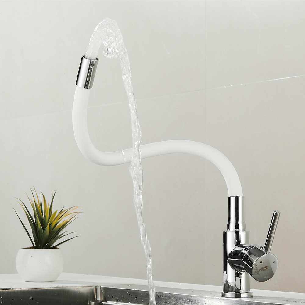 Leziter Baterie de chiuvetă independentă Corin cu cioc flexibil, albă [6]