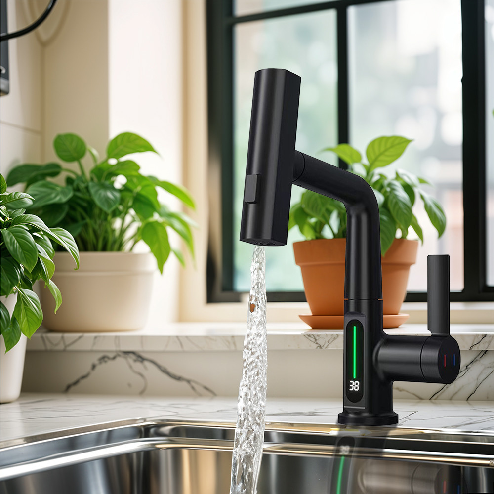 Leziter Baterie chiuvetă Mara cu cap multifuncțional și afișaj digital [1]