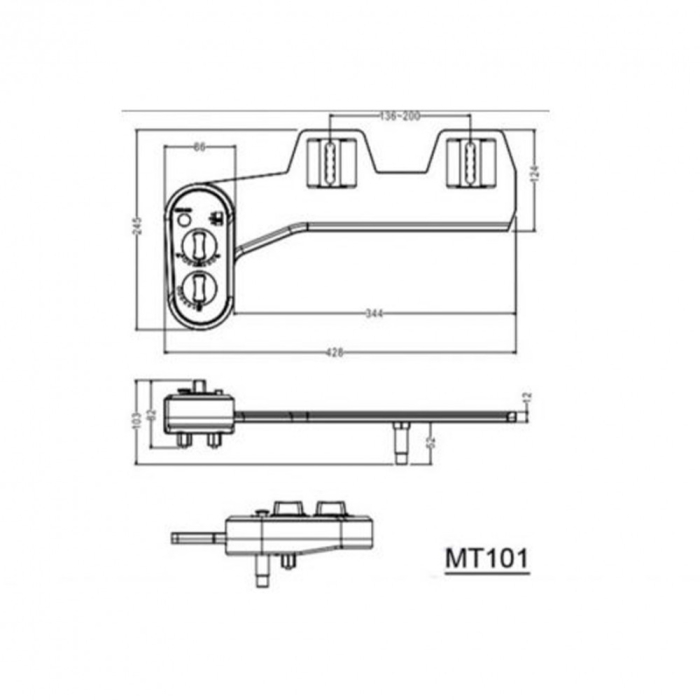 Aqualine Curățare ușoară Super bideu montat pe toaletă cu racord pentru apă rece-caldă [2]