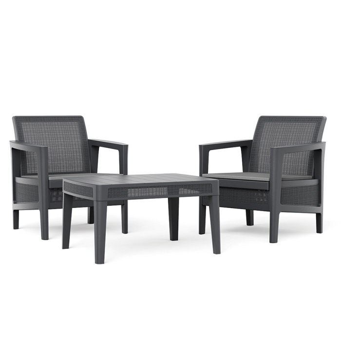 Curver Atlas linea set balcon din plastic cu pernă gri grafit [7]