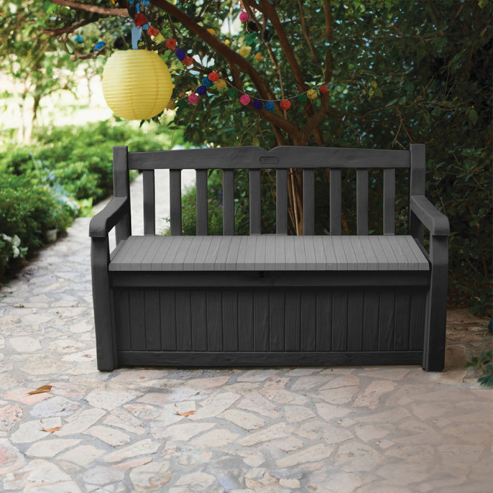 Curver Bancă de grădină/depozitare din plastic Eden Garden 265L, gri-grafit deschis [2]