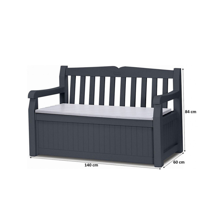 Curver Bancă de grădină/depozitare din plastic Eden Garden 265L, gri-grafit deschis [3]
