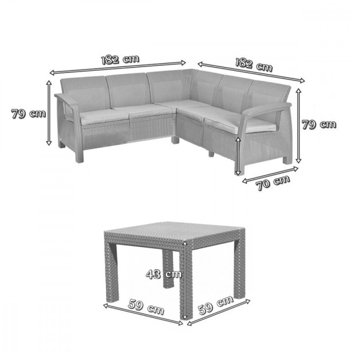 Curver Canapea de colț relaxantă Corfu cu masă Rosario [5]