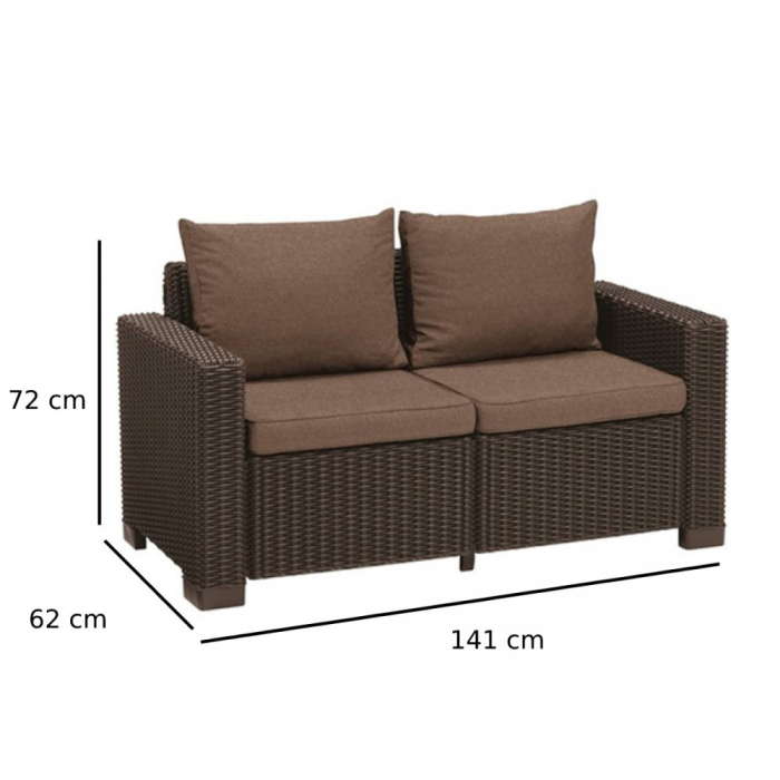 Curver Canapea de grădină California cu 2 locuri din ratan sintetic [2]