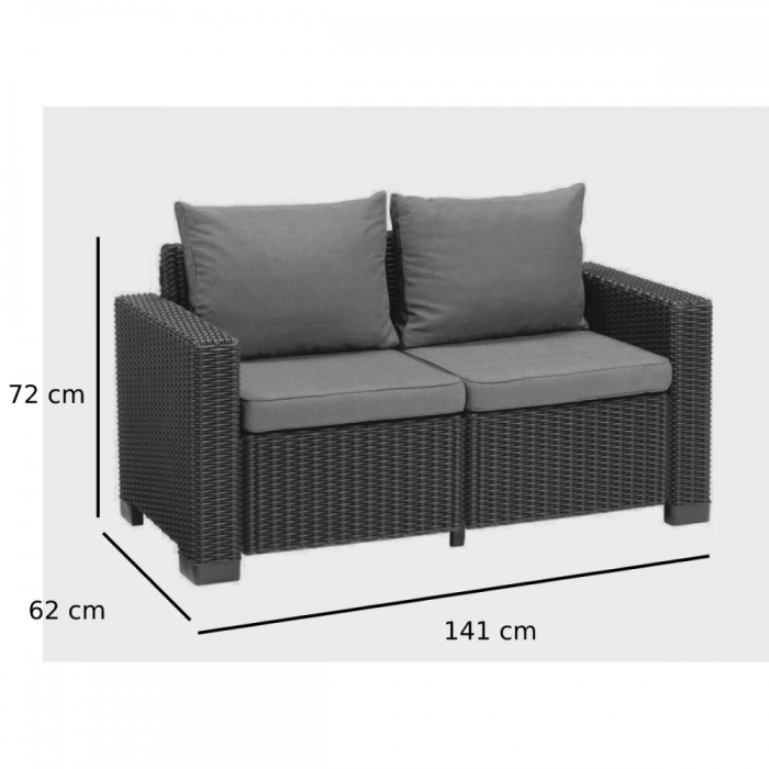 Curver Canapea de grădină California cu 2 locuri din ratan sintetic [2]