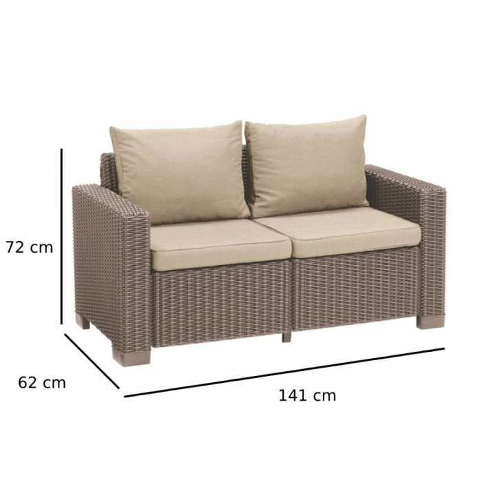 Curver Canapea de grădină California cu 2 locuri din ratan sintetic [2]