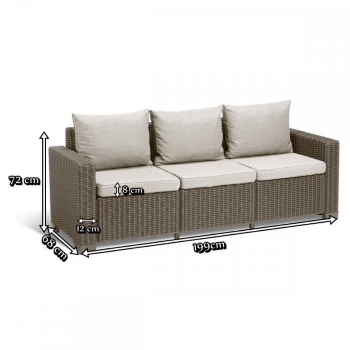 Curver Canapea de grădină California cu 3 locuri din ratan sintetic [2]
