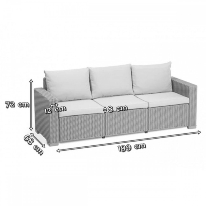 Curver Canapea de grădină California cu 3 locuri din ratan sintetic [2]
