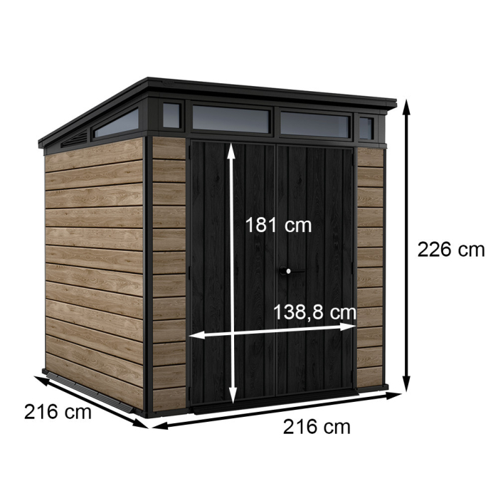 Curver Căsuță de grădină Signature PENT 7X7 din plastic, lemn de frasin [3]