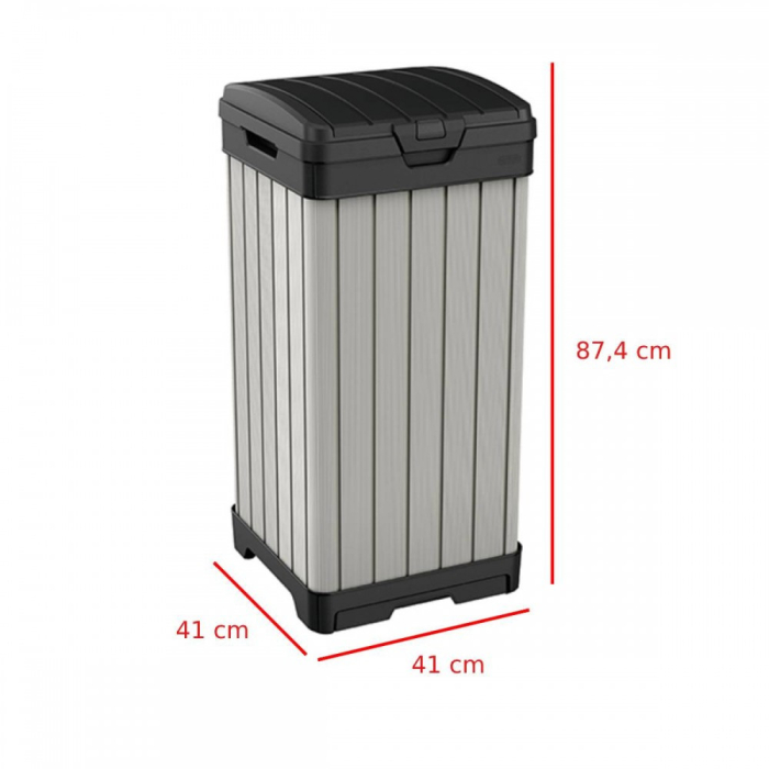 Curver Coș de gunoi exterior din plastic cu aspect de lemn Rockford, 125 l [2]