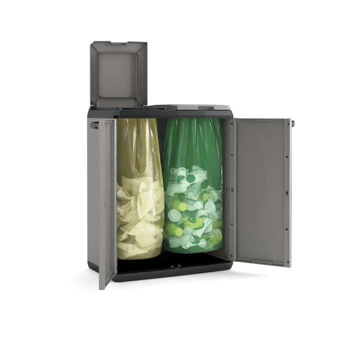 Curver Coș de plastic pentru deșeuri selective Split Basic gri închis-negru [4]