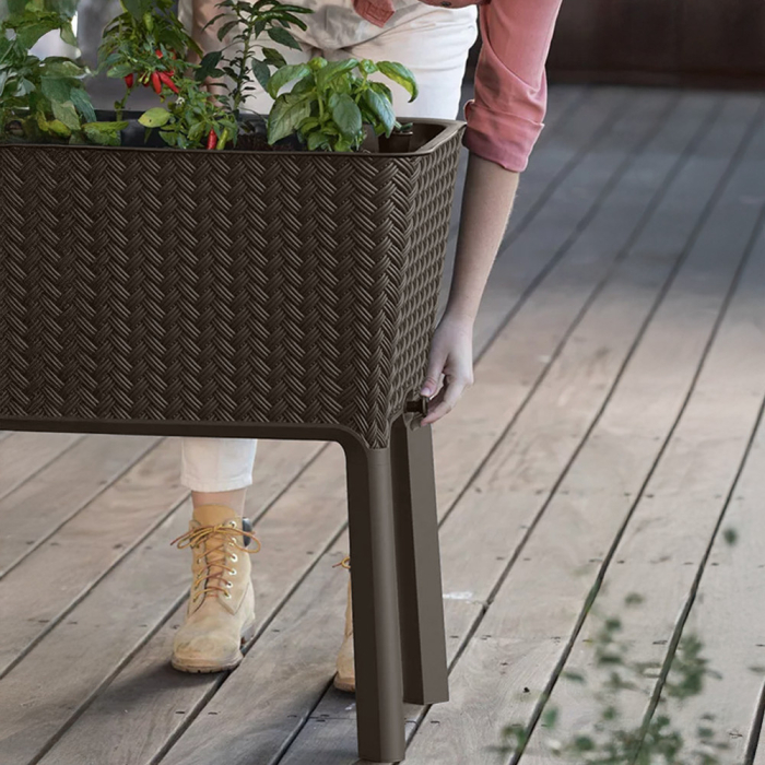 Curver Cutie de flori Splendor din plastic, 120 l, din răchită și ratan [4]