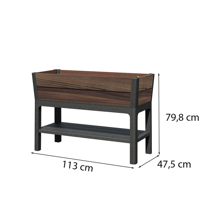 Curver Cutie decorativă de grădină din plastic, cu raft inferior, 110 l, lemn de nuc [3]