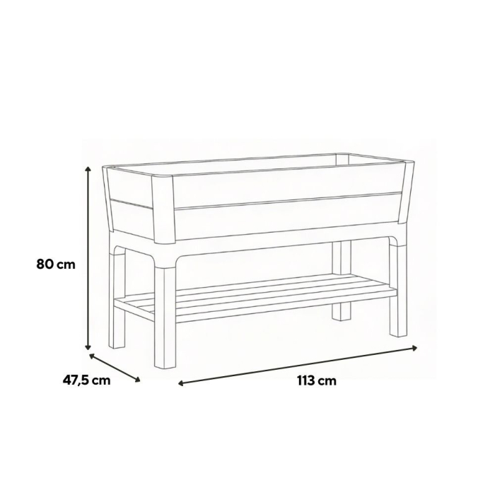 Curver Deco înălțat ghiveci de grădină din plastic cu raft inferior 110l nuc [3]