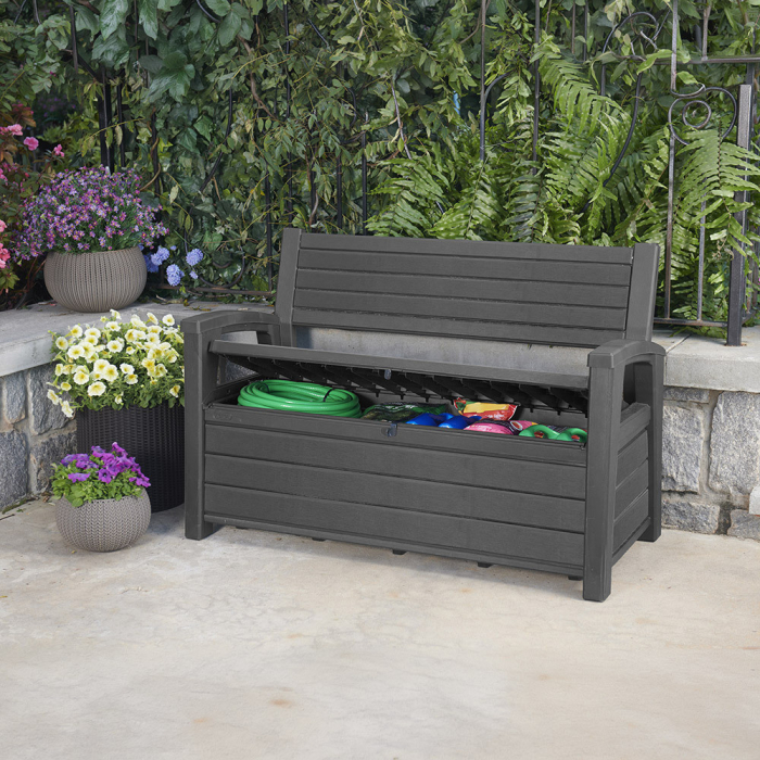 Curver Oliver bancă de grădină din plastic și depozitare grafit [2]