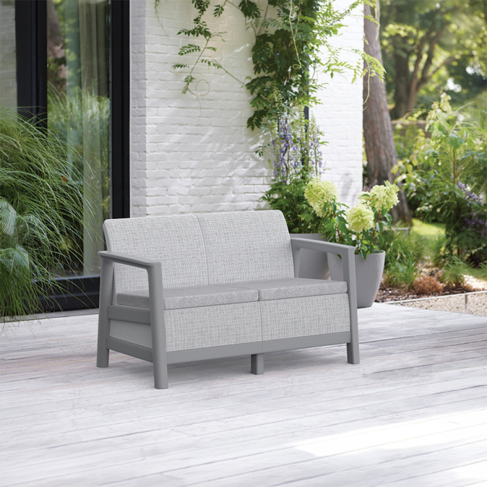 Curver Scandi linea 2 seater grădină canapea cenușă gri-gri deschis [2]