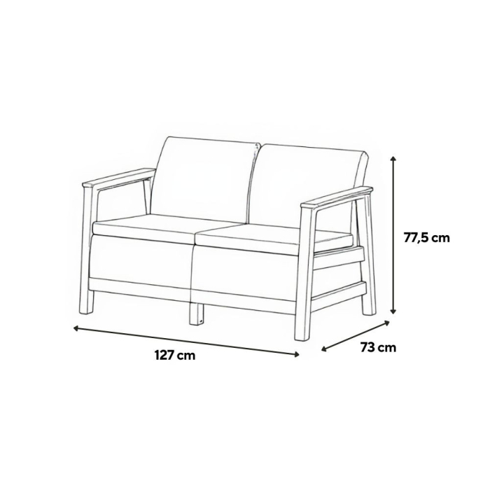 Curver Scandi linea 2 seater grădină canapea grafit-cool gri [3]