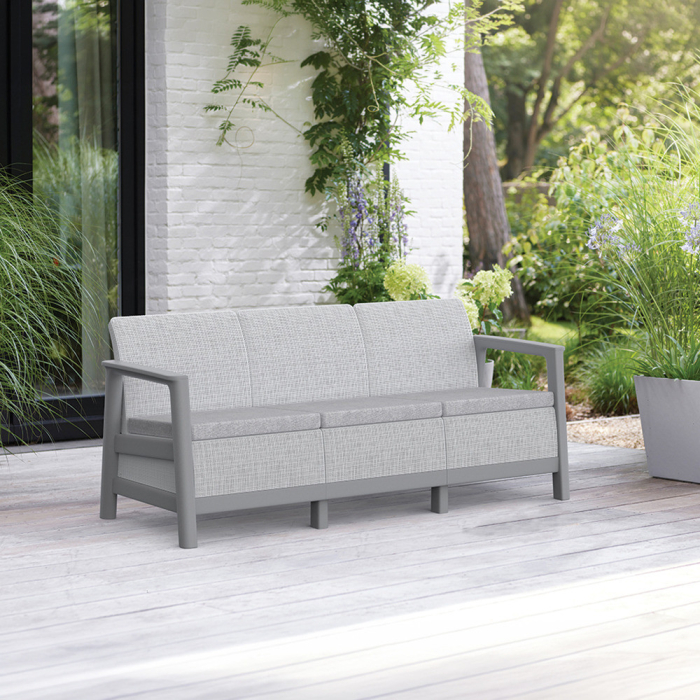 Curver Scandi linea 3 locuri grădină canapea cenușă gri-gri deschis [2]