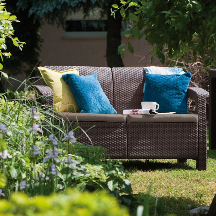 Curver Scaun de dragoste Corfu în maro cu perna taupe cald [3]