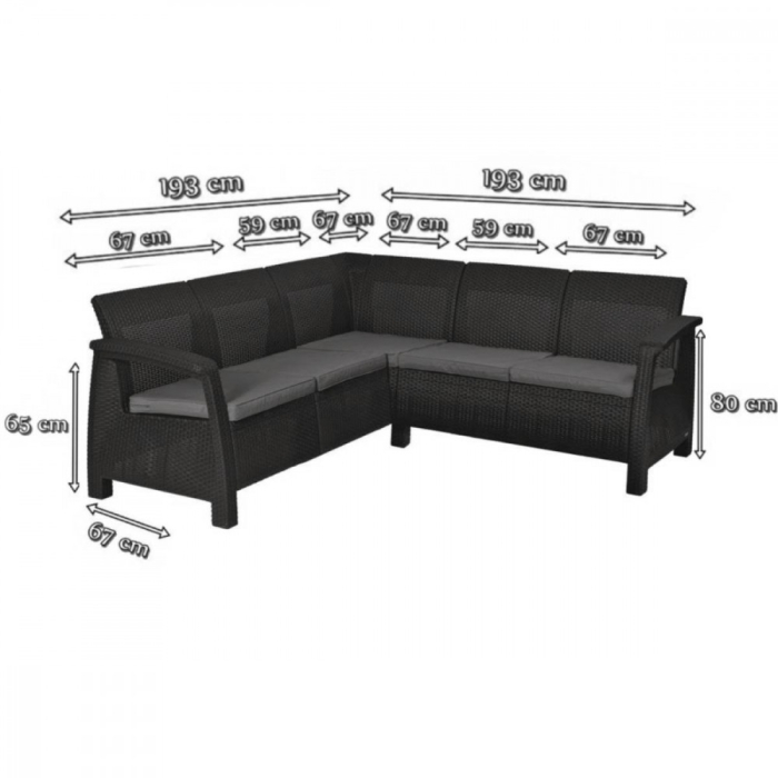 Curver Set de colț de grădină Corfu relax din ratan artificial [2]