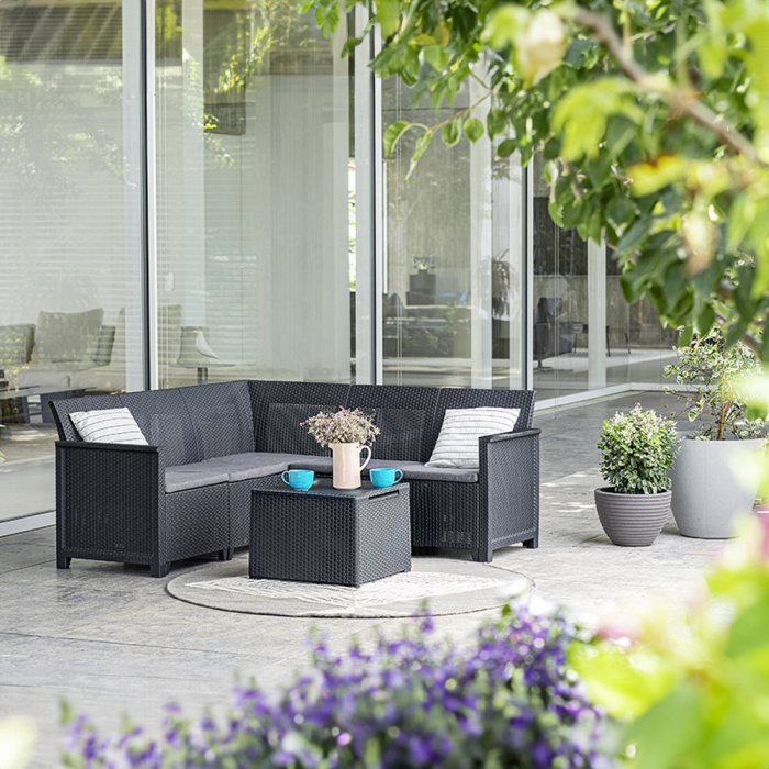 Curver Set de colț de grădină Elodie cu 5 locuri, masă și suport pentru perne [2]