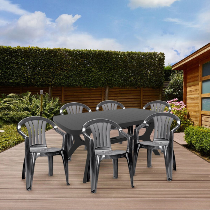 Curver Set de mobilier de grădină Balicia 6+1 în culoarea grafit [4]