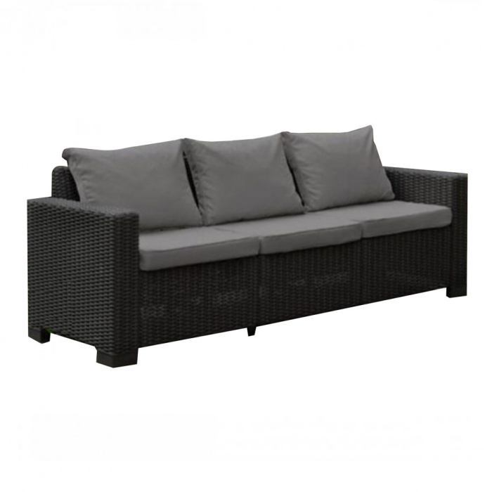 Curver Set de mobilier de grădină California cu 3 locuri, culoare grafit, cu perne gri deschis [2]