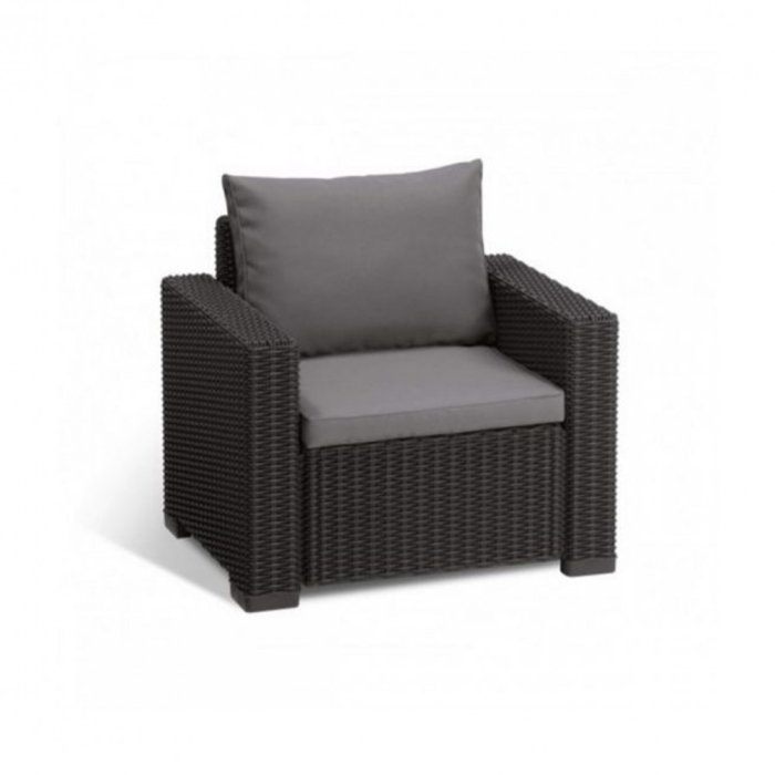Curver Set de mobilier de grădină California cu 3 locuri, culoare grafit, cu perne gri deschis [3]