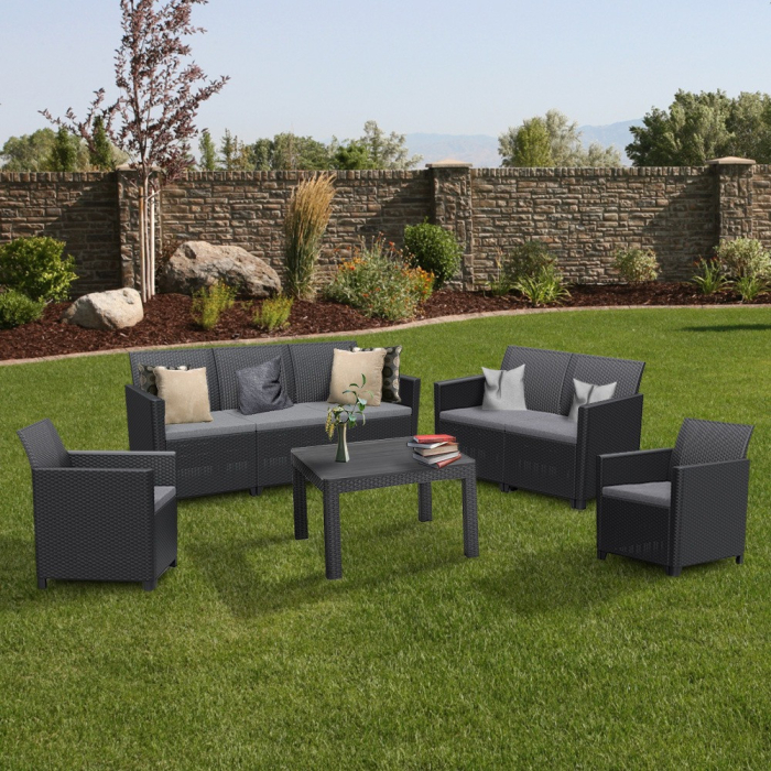 Curver Set de mobilier de grădină Claire III cu 7 locuri și masă Orlando, grafit [2]