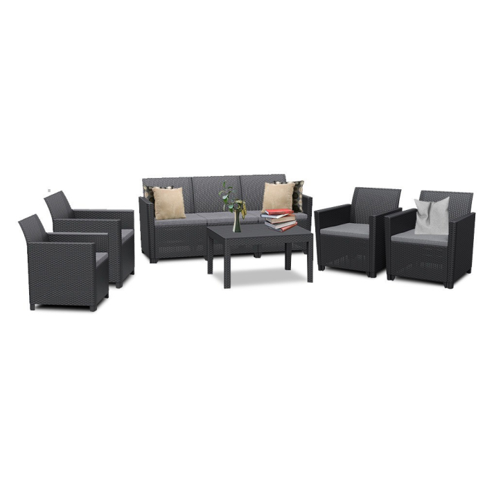 Curver Set de mobilier de grădină Claire III cu 7 locuri și masă Orlando, grafit [2]