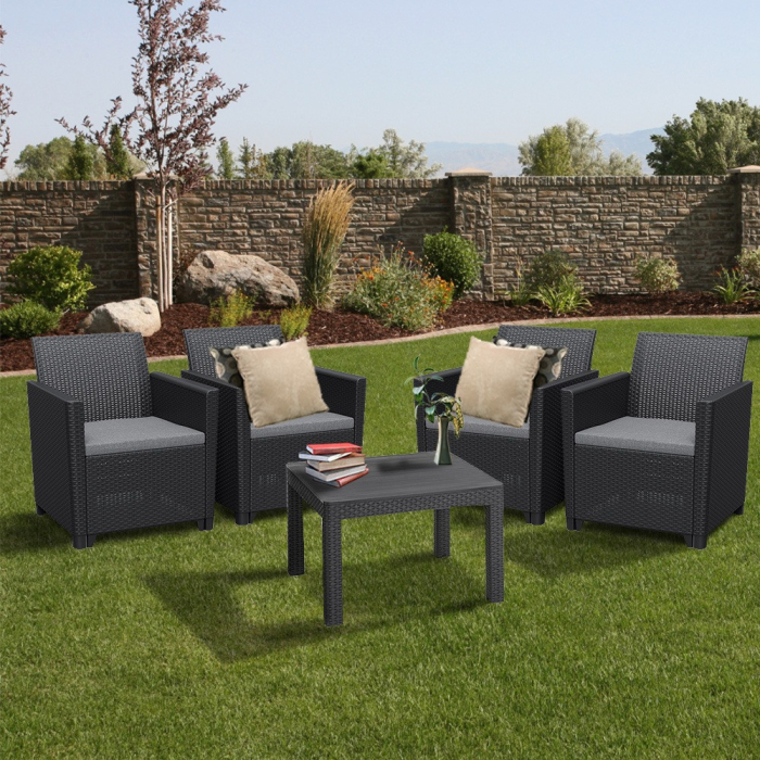 Curver Set de mobilier de grădină Claire III duo cu 4 locuri și masă Orlando, grafit [3]