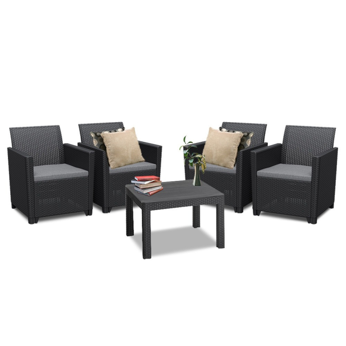 Curver Set de mobilier de grădină Claire III duo cu 4 locuri și masă Orlando, grafit [2]