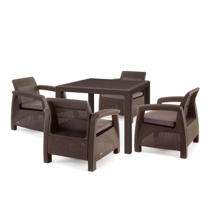 Curver Set de mobilier de grădină Corfu Fiesta Quartet 4+1, maro [2]