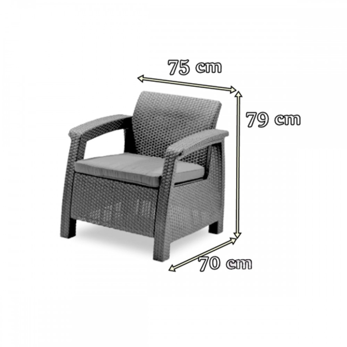 Curver Set de mobilier de grădină Corfu Relax duo cu masă de cvartet melodic maro [3]