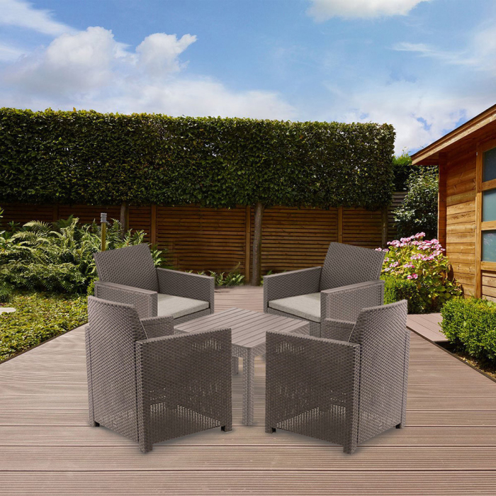 Curver Set de mobilier de grădină din ratan Emma Balcony Quatro cu masă Chicago în culoarea cappuccino [5]