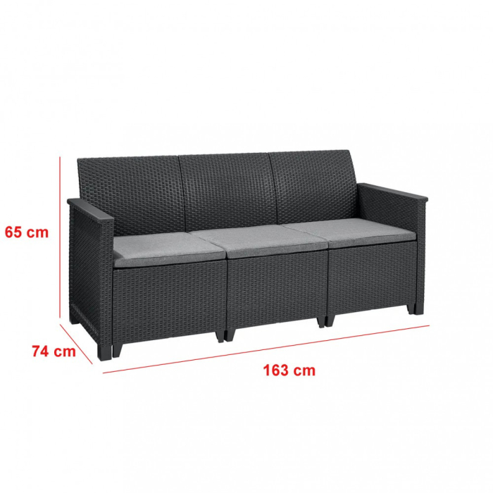 Curver Set de mobilier de grădină Emma din ratan cu canapea cu 3 locuri [2]