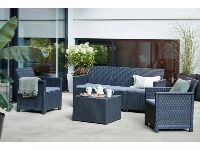 Curver Set de mobilier de grădină Emma din ratan cu canapea cu 3 locuri [8]