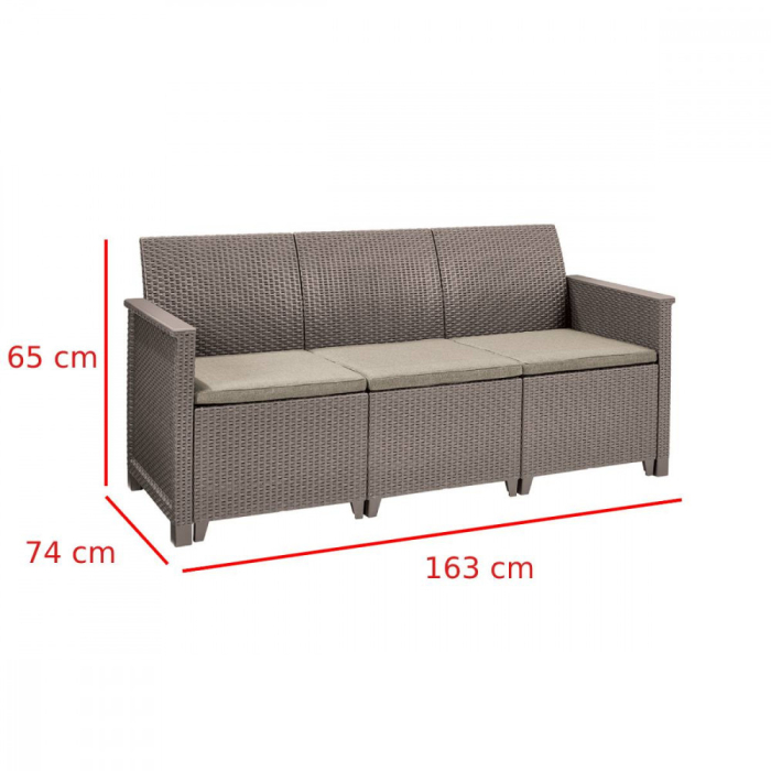 Curver Set de mobilier de grădină Emma din ratan cu canapea cu 3 locuri [5]