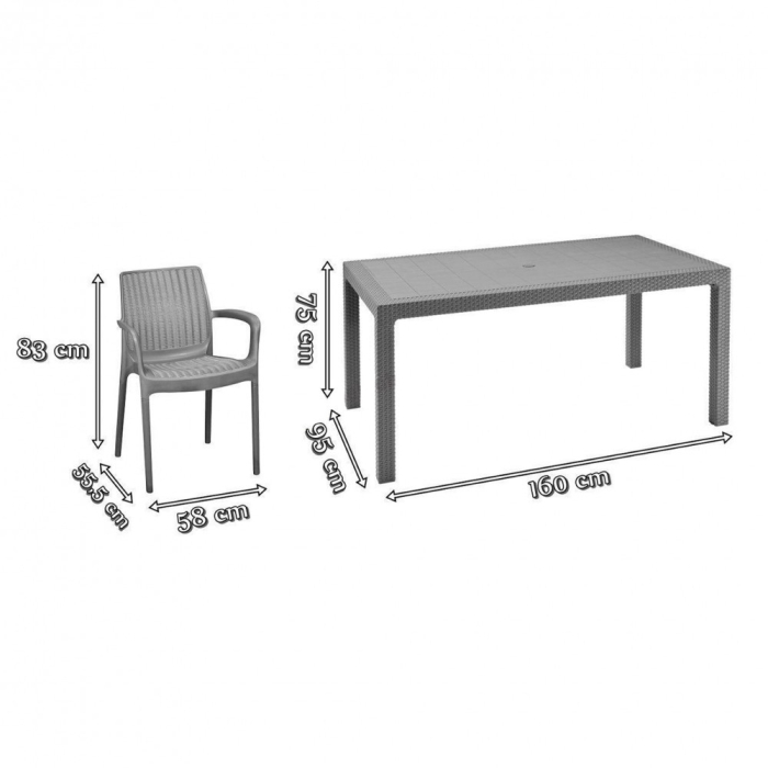 Curver Set de mobilier de grădină Fubali 4+1 în culoarea grafit [2]