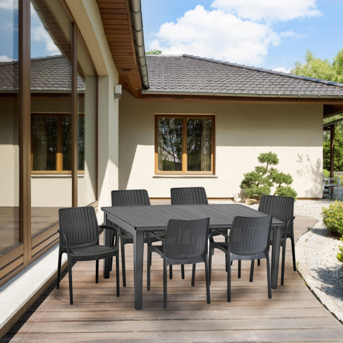 Curver Set de mobilier de grădină Fubali 6+1 în culoarea grafit [3]