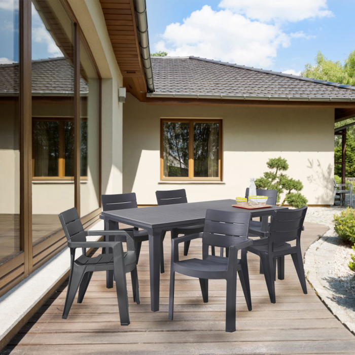 Curver Set de mobilier de grădină Fubiza 6+1 în culoarea grafit [4]
