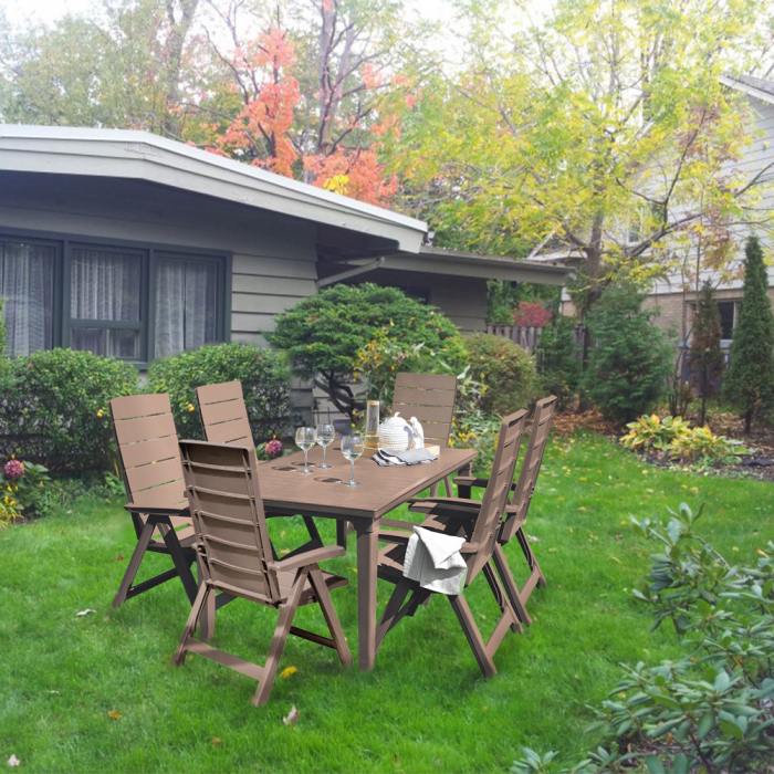 Curver Set de mobilier de grădină Fusilia 6+1 în culoarea cappuccino [5]