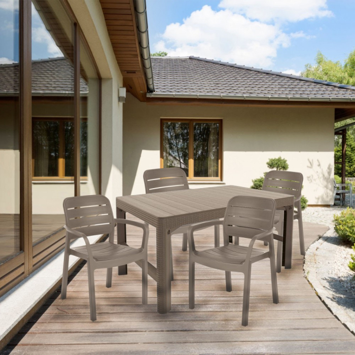 Curver Set de mobilier de grădină Liara 4+1 în culoarea cappuccino [2]