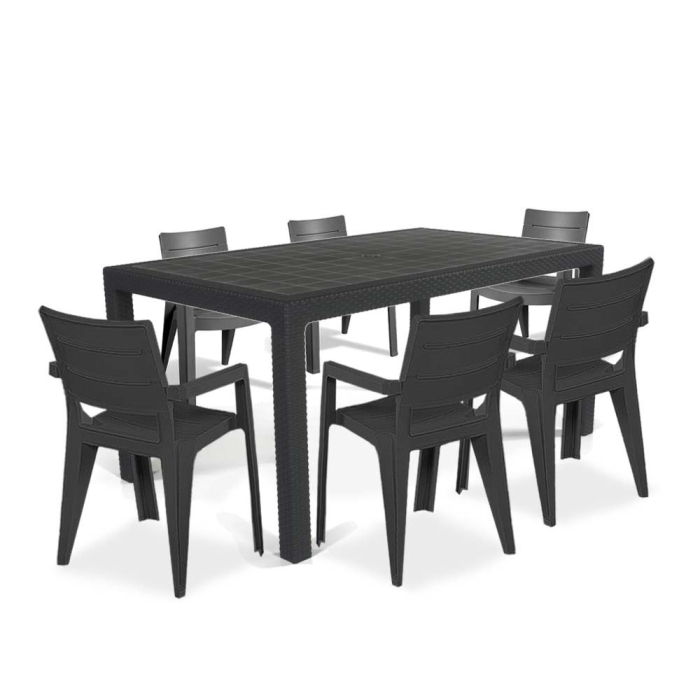 Curver Set de mobilier de grădină Mebiza 6+1 în culoarea grafit [2]